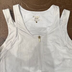 Lilly Pulitzer Luxletic Tennis Dress XL White Zip Front Ruffle Hem
